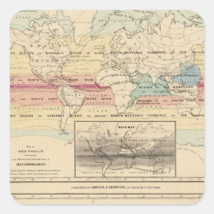 Map of The World 2 Square Sticker