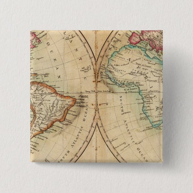 Map of the World 3 15 Cm Square Badge (Front)