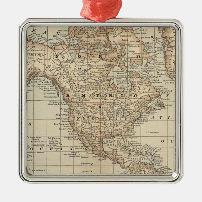 Map of the World 3 Metal Tree Decoration (Front)