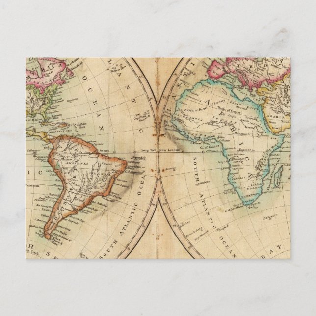 Map of the World 3 Postcard (Front)