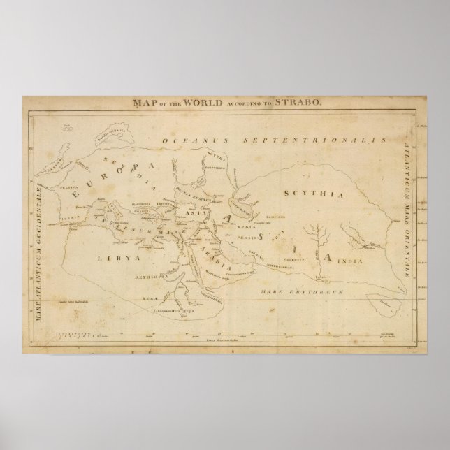 Map of the World According to Strabo Poster (Front)
