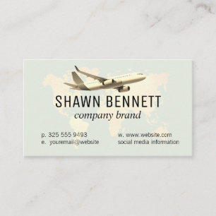 Map of the World   Aeroplane Business Card