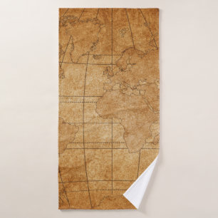 map of the world bath towel