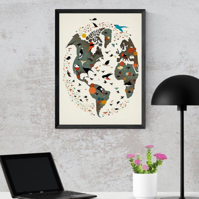 Map Of The World, Charley Harper Inspired Poster (Creator Uploaded)