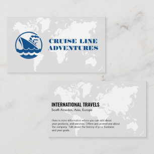 Map of the World   Cruise Line Ship Business Card