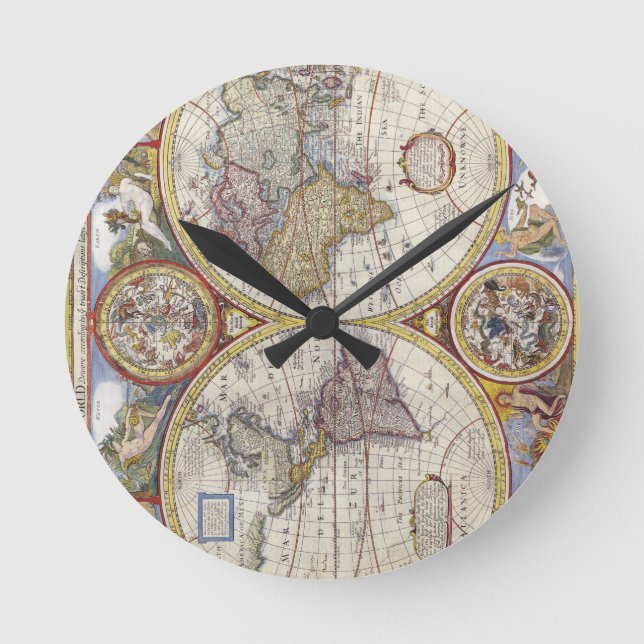Map of the world from 1626 round clock (Front)