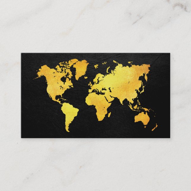 Map of the World (Gold) Business Card (Front)