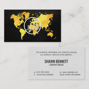 Map of the World (Gold) Finance Logo Business Card