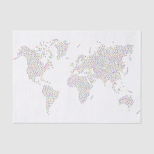 Map of the World in Colourful Stars Tissue Paper