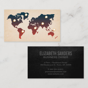 Map of the World Location Marks Business Card