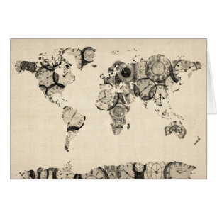 Map of the World Map from Old Clocks