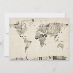 Map of the World Map from Old Postcards