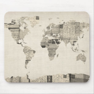 Map of the World Map from Old Postcards Mouse Mat