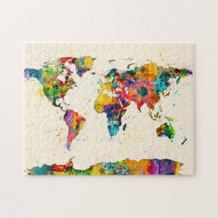 Map of the World Map Watercolor Jigsaw Puzzle