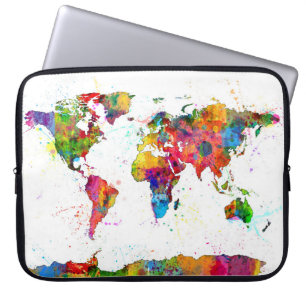 Map of the World Map Watercolor Laptop Sleeve