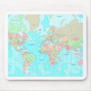 Map of the world mouse mat