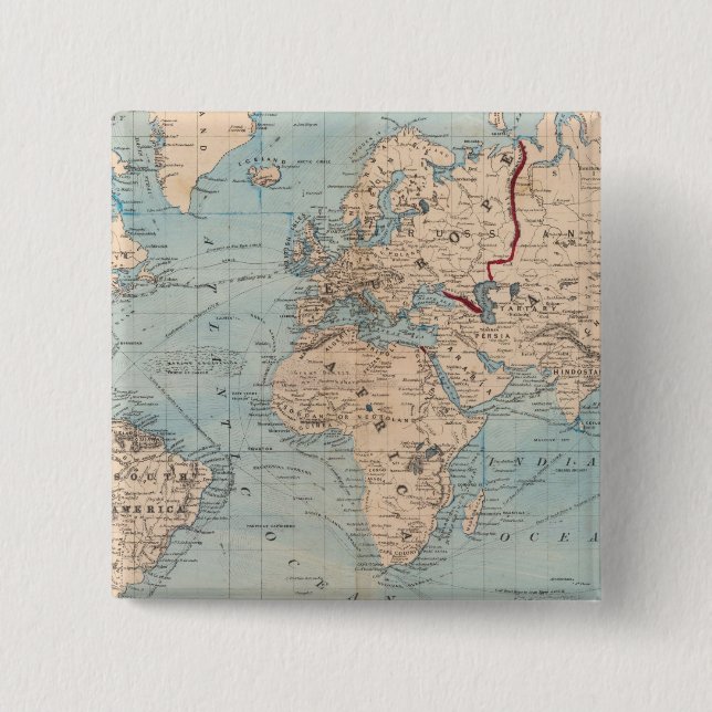 Map of the world on Mercator's projection 15 Cm Square Badge (Front)