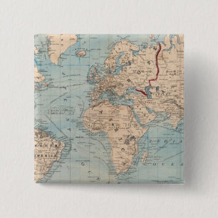Map of the world on Mercator's projection 15 Cm Square Badge