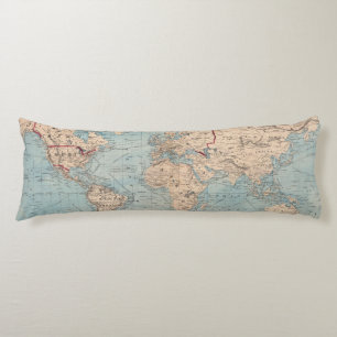 Map of the world on Mercator's projection Body Cushion