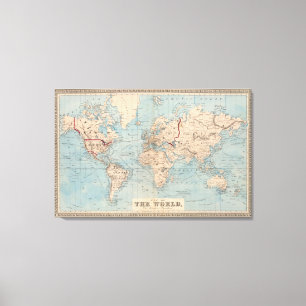 Map of the world on Mercator's projection Canvas Print