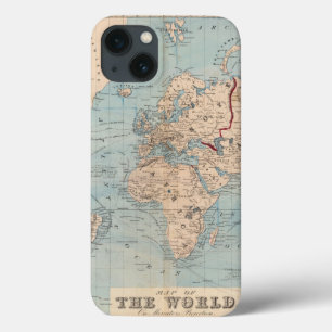 Map of the world on Mercator's projection iPhone 13 Case