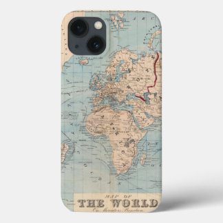 Map of the world on Mercator's projection iPhone 13 Case