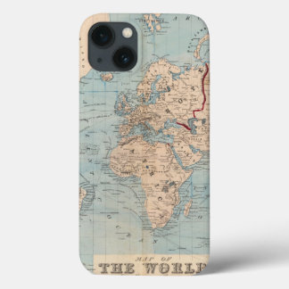 Map of the world on Mercator's projection iPhone 13 Case