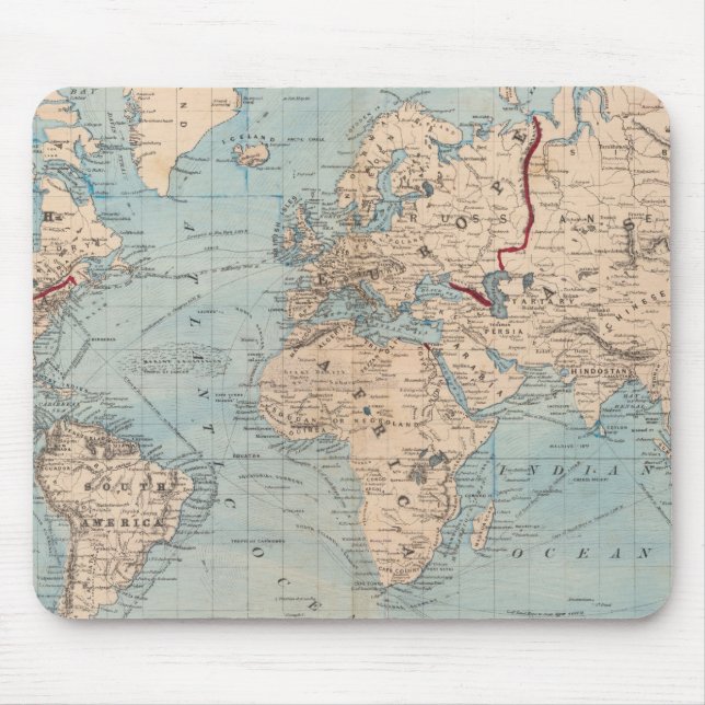 Map of the world on Mercator's projection Mouse Mat (Front)