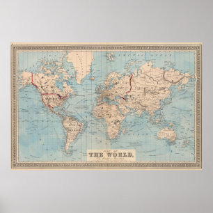 Map of the world on Mercator's projection Poster
