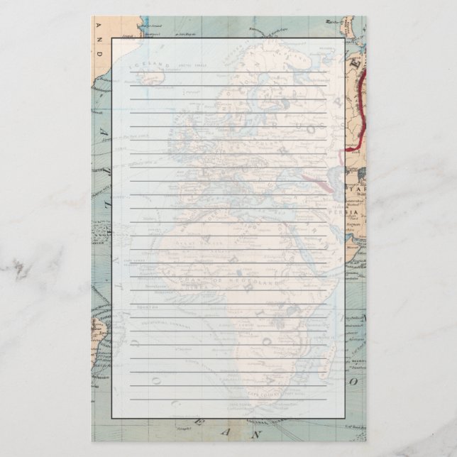 Map of the world on Mercator's projection Stationery (Front)
