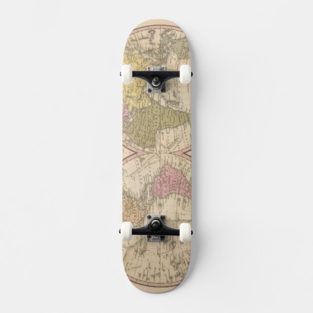 Map Of The World on the Globular Projection 2 Skateboard (Front)