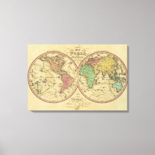 Map Of The World on the Globular Projection Canvas Print