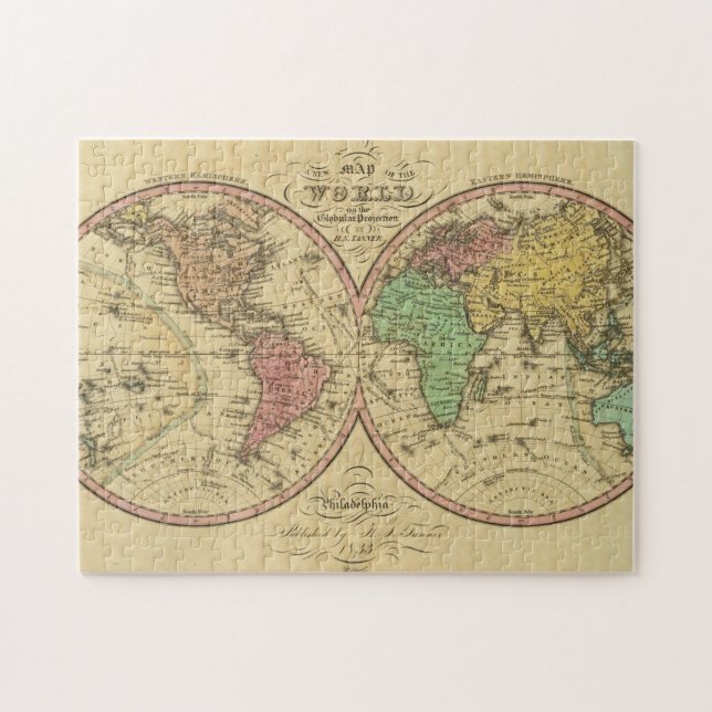 Map Of The World on the Globular Projection Jigsaw Puzzle (Horizontal)