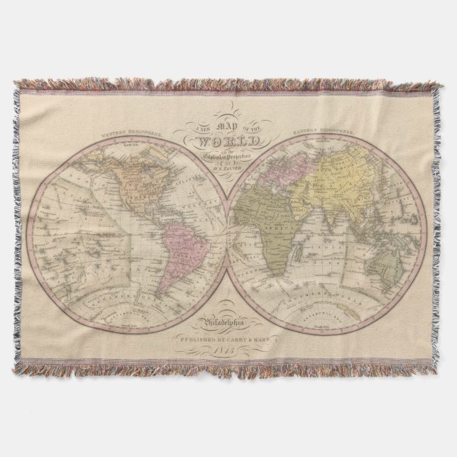 Map Of The World on the Globular Projection Throw Blanket (Front)