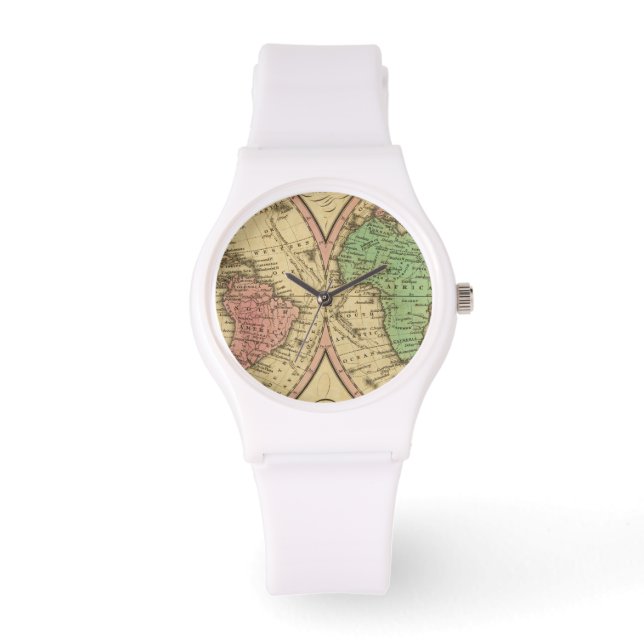 Map Of The World on the Globular Projection Watch (Front)