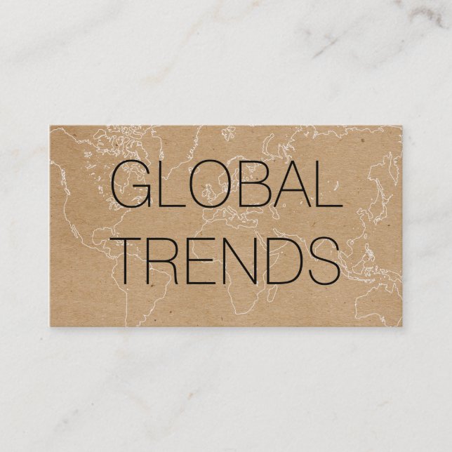 Map of the World  (outline) | Natural Business Card (Front)