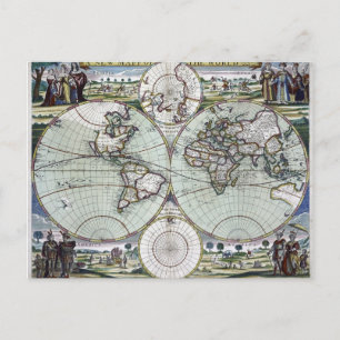 Map of the world postcard