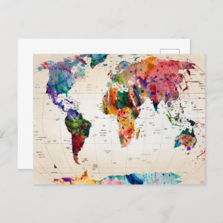 Map of the world postcard
