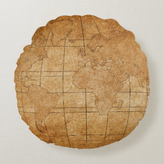 map of the world round cushion