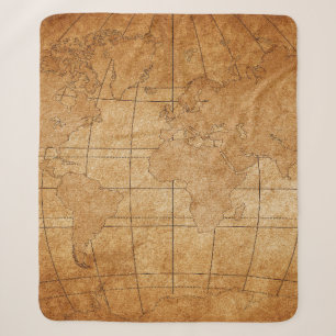 map of the world sherpa blanket