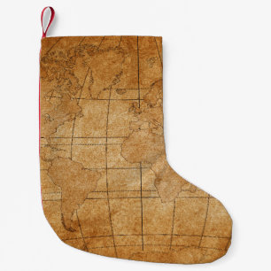 map of the world small christmas stocking