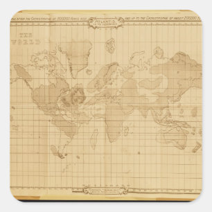 Map of the world square sticker