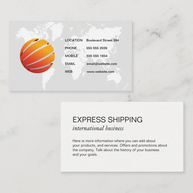 Map of the World / Stylised Global Icon Business Card (Front/Back)
