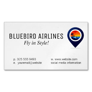 Map of the World Tropical Island Magnetic Business Card