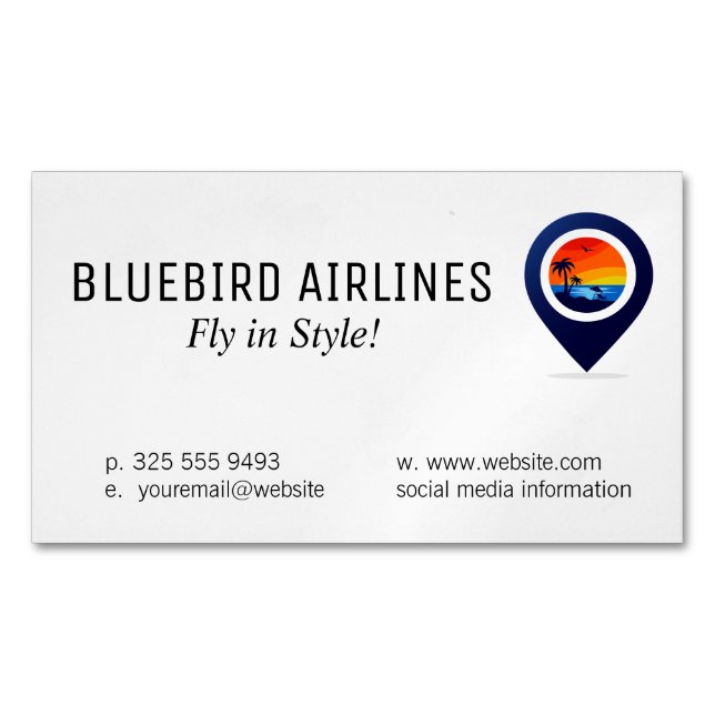 Map of the World | Tropical Island Magnetic Business Card (Front)