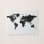 Map of the World Watercolor Black Jigsaw Puzzle<br><div class="desc">Perfect artistic gift!</div>