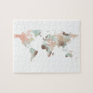 Map of the World Watercolor Jigsaw Puzzle