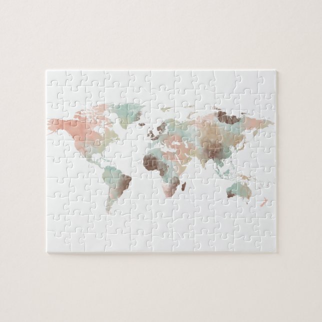 Map of the World Watercolor Jigsaw Puzzle (Horizontal)