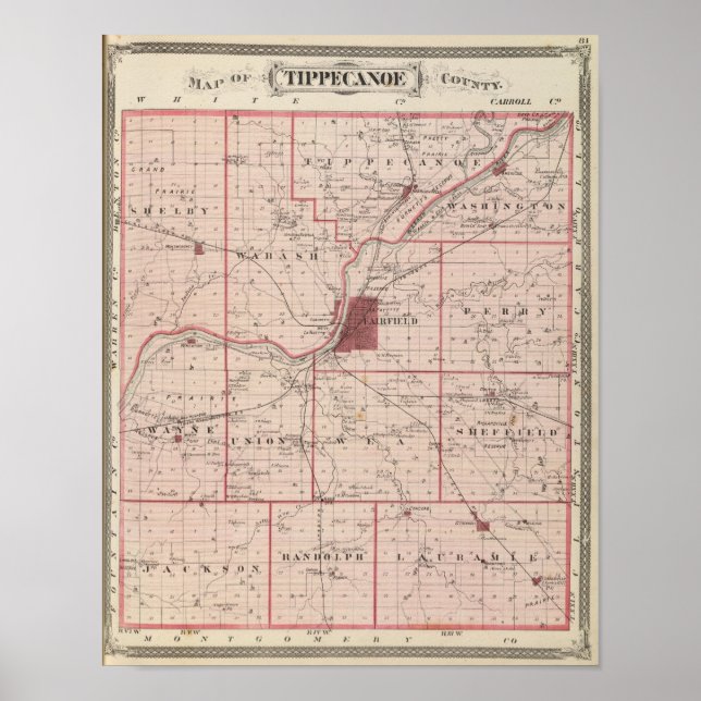 Map of Tippecanoe County Poster (Front)