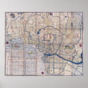 MAP of TOKYO JAPAN 1849 Poster